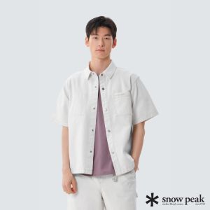 Snow Peak 男 牛仔短袖襯衫 象牙白