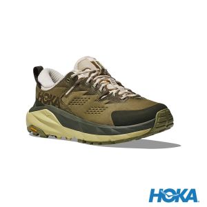 HOKA Kaha Low Goretex 登山鞋 草綠/蛋奶酒白