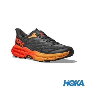 HOKA 男 Speedgoat 5 寬楦 越野鞋 灰/火焰紅