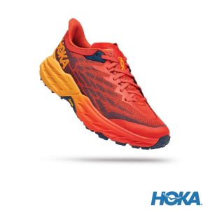 HOKA 男  Speedgoat 5 寬楦  越野鞋 派對紅/橘黃