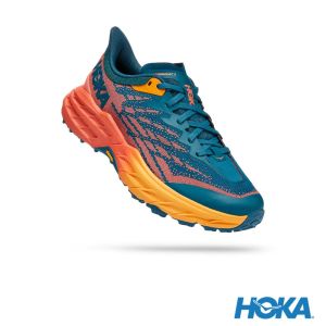 HOKA 女  Speedgoat 5 寬楦  越野鞋 珊瑚藍/茶花橘