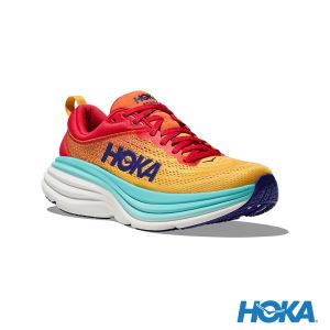 HOKA 男 Bondi 8 寬楦 路跑鞋櫻桃紅/黛藍