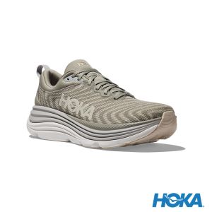 HOKA 男 Gaviota 5 寬楦 路跑鞋 灰綠/燕麥奶色