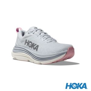 HOKA 女 Gaviota 5 寬楦 路跑鞋 北極白/粉色