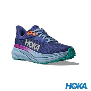 HOKA 女 Challenger 7 寬楦 全地形鞋 午夜藍/細雨藍