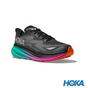 HOKA 女 Clifton 9 Goretex 路跑鞋 黑/青藍