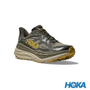 HOKA 男 Stinson 7 越野鞋 橄欖灰/森林綠
