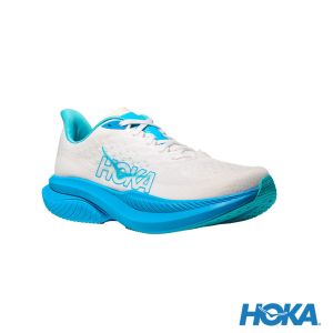 HOKA 男 Mach 6 寬楦 路跑鞋 白/藍
