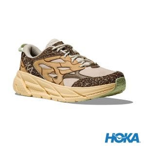 HOKA Clifton L Suede TP 路跑鞋 燕麥奶色/黃