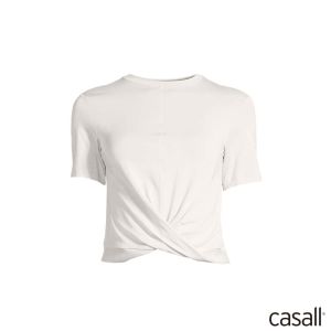 Casall Delight 短版扭結短袖上衣 米白