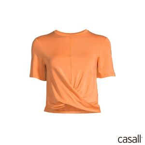 Casall Delight 短版扭結短袖上衣 橙