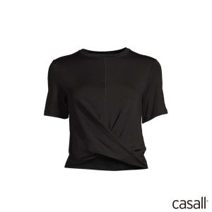 Casall Delight 短版扭結短袖上衣 黑