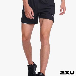 2XU 男 Aero 5吋運動短褲 黑/反光銀