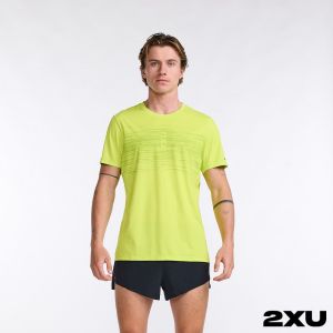 2XU 男 Light Speed 高階運動短袖上衣 螢光綠/反光黑