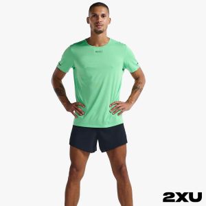 2XU 男 Light Speed高階運動短袖上衣 春綠/反光黑