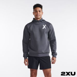 2XU 男 Motion運動連帽上衣 炭灰/白