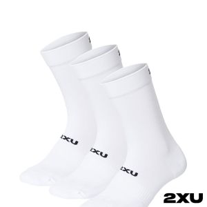 2XU 3件組中筒襪 白