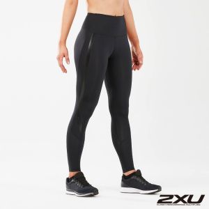 2XU 女 中階高腰壓縮長褲 黑