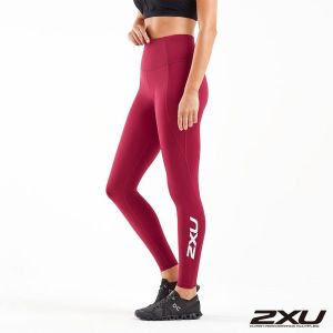 2XU 女 入門高腰Fitness壓縮長褲 栗色/白