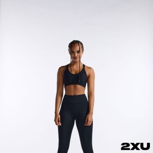 2XU 女 Aero跑步高腰壓縮長褲 黑/反光黑