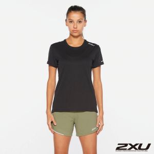 2XU 女 AERO運動短袖 黑/反光銀