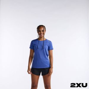 2XU 女 Aero運動短袖上衣 紫藍/反光藍
