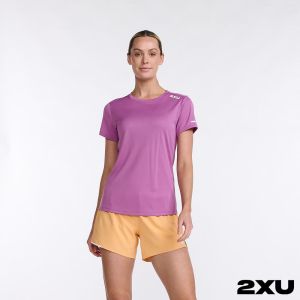 2XU 女 Aero 運動短袖上衣 紫/反光白
