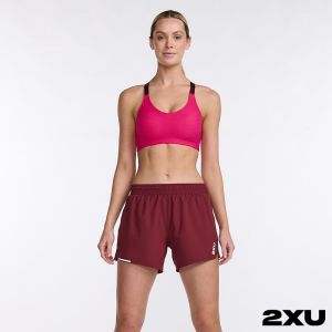 2XU 女 Aero 5吋短褲 棕紅/反光白