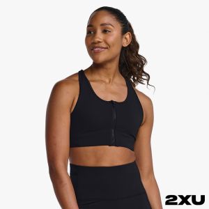 2XU Motion中衝擊前拉鍊式運動內衣 黑/白