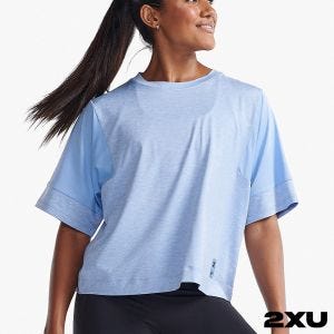 2XU 女 Motion運動短袖上衣 藍/白