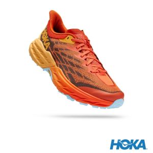 HOKA 男 Speedgoat 5 寬楦 越野鞋 暖橘/橙黃色