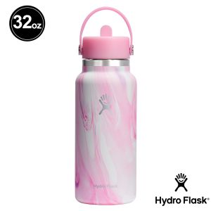 Hydro Flask 32oz/946ml 寬口 吸管 提環 保溫瓶 Jelly 海洋霧粉