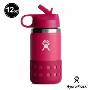 Hydro Flask 12oz/354ml 寬口 吸管蓋 保溫瓶 牡丹紅
