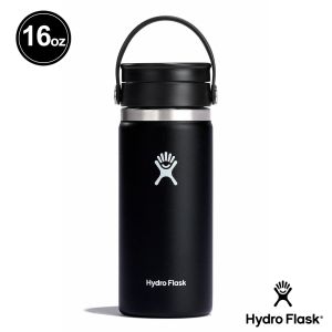 Hydro Flask 16oz/473ml 寬口 旋轉 咖啡蓋 保溫瓶 時尚黑
