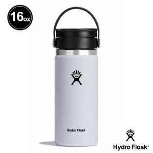 Hydro Flask 16oz/473ml 寬口 旋轉 咖啡蓋 保溫瓶 經典白