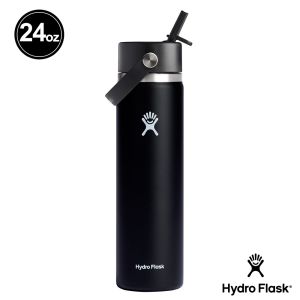 Hydro Flask 24oz/709ml 寬口吸管真空保溫瓶 時尚黑