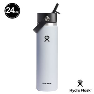 Hydro Flask 24oz/709ml 寬口吸管真空保溫瓶 經典白