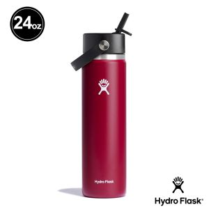 Hydro Flask 24oz/709ml 寬口吸管真空保溫瓶 小紅莓