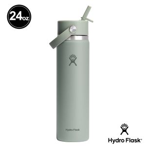 Hydro Flask 24oz/709ml 寬口 吸管 真空 保溫瓶 灰綠