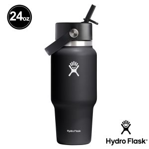 Hydro Flask 24oz/709ml 寬口 提環 吸管 隨行杯 保溫瓶 時尚黑