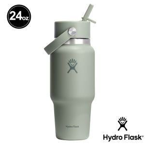Hydro Flask 24oz/709ml 寬口 提環 吸管 隨行杯 保溫瓶 灰綠