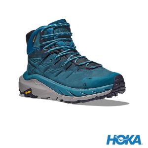  HOKA 男  Kaha 2 中筒 Goretex  登山鞋 珊瑚藍/石墨藍 