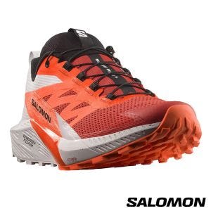 Salomon 男 SENSE RIDE 5 野跑鞋 月球岩灰/橘/火炬紅