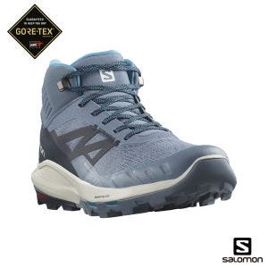 Salomon 男 OUTpulse Goretex 中筒登山鞋 瓷器藍/碳黑/月球岩灰