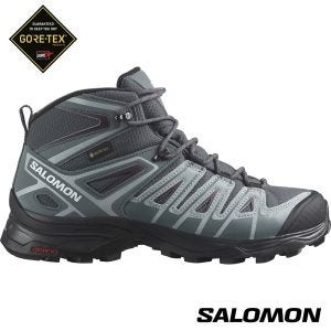 Salomon 女 X ULTRA PIONEER Goretex 中筒登山鞋 黑/綠/紅