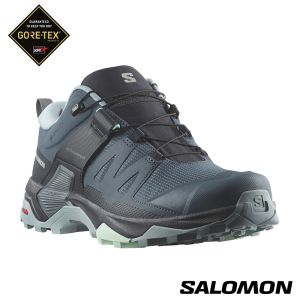 Salomon 女 X ULTRA 4 Goretex 低筒登山鞋 觀星藍/碳黑/石頭藍