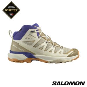Salomon 男 X ULTRA 360 EDGE Goretex 中筒登山鞋 白/棕/藍