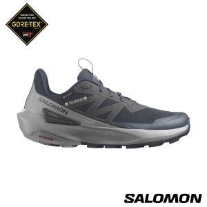Salomon 男 ELIXIR ACTIV Goretex 低筒登山鞋 碳藍/鯊皮灰/綠