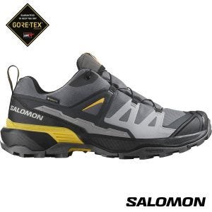 Salomon 男 X ULTRA 360 Goretex 低筒登山鞋 堡岩灰/黑/辣芥黃
