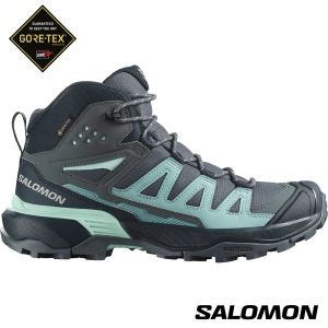 Salomon 女 X ULTRA 360 Goretex 中筒登山鞋 亂流灰/碳藍/電石藍